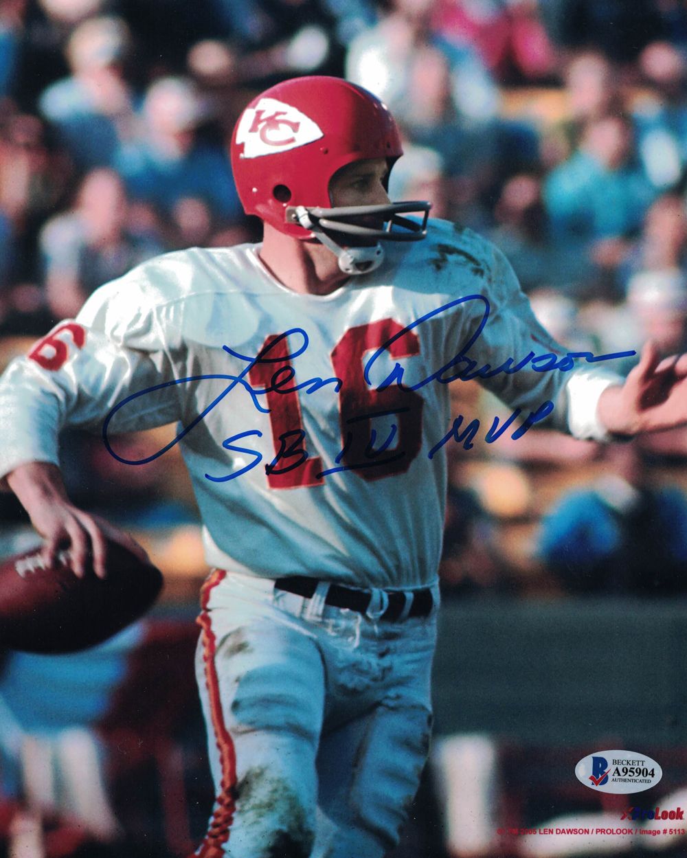 Len Dawson Autographed/Signed Kansas City Chiefs 8x10 Photo MVP BAS PF