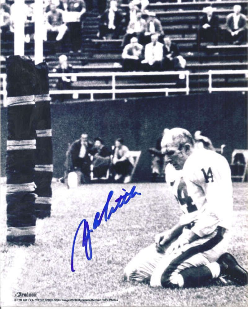 YA Tittle Autographed New York Giants 8x10 Bloody Vertical Photo