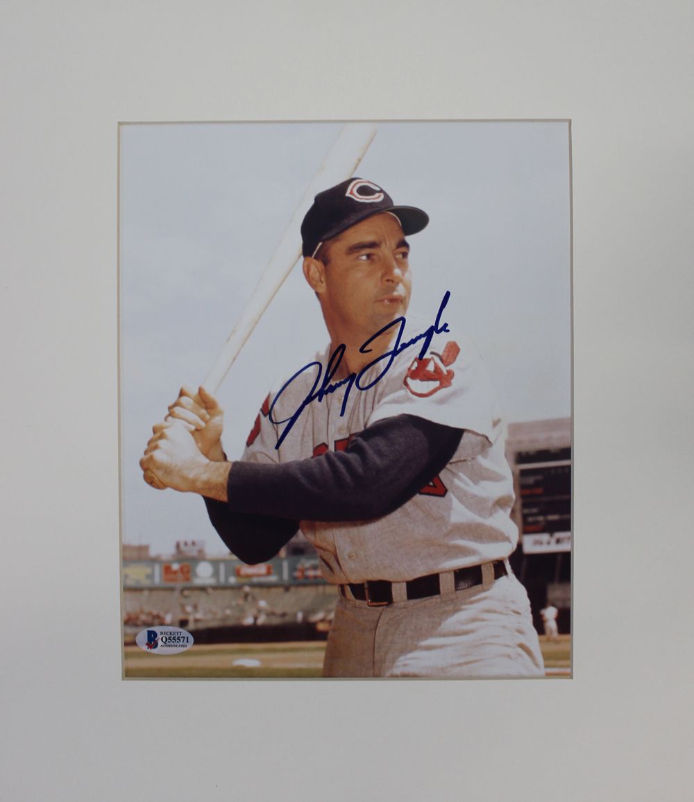 Johnny Temple Autographed Cleveland Indians Matted 8x10 Photo BAS