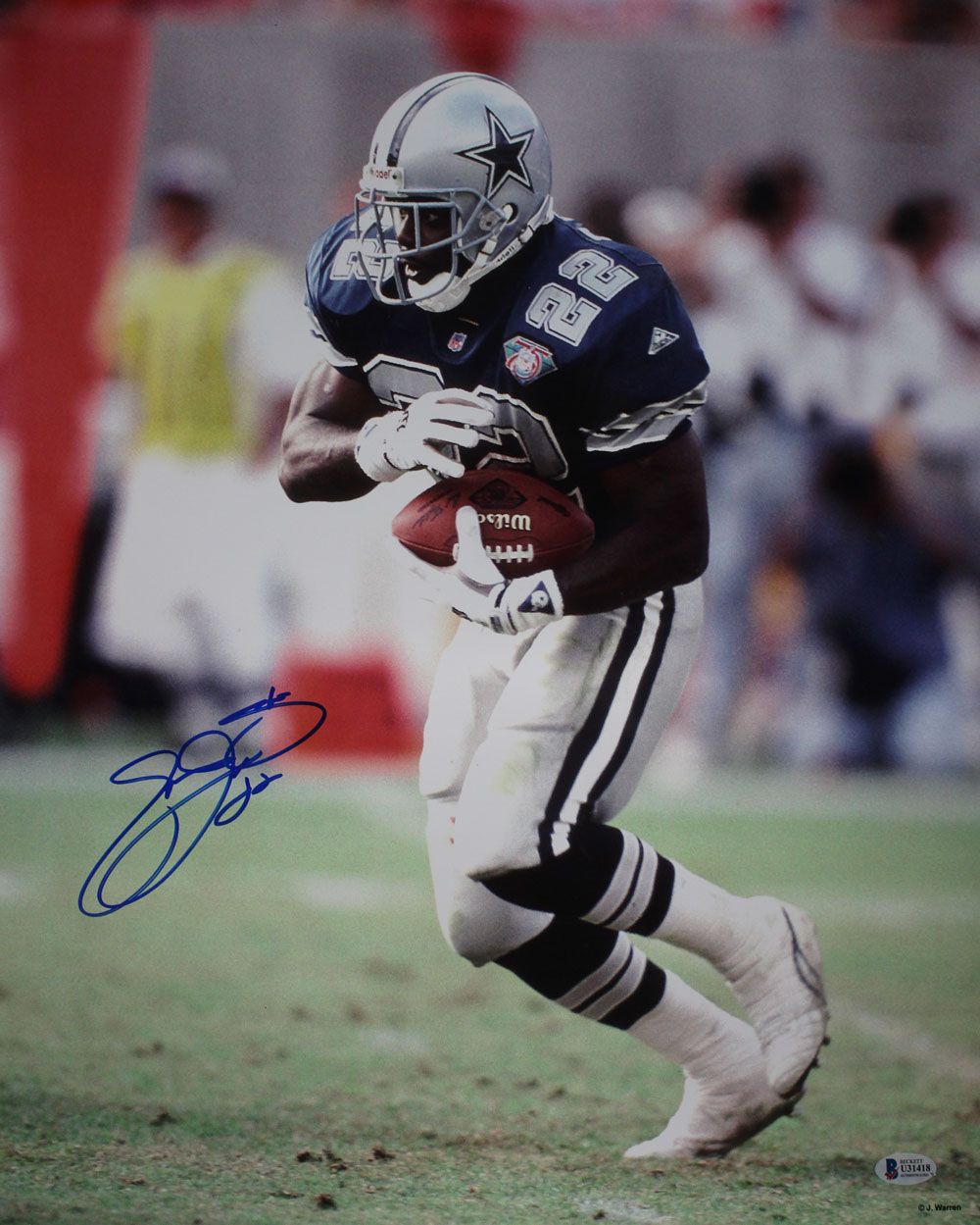 Emmitt Smith Autographed/Signed Dallas Cowboys 16x20 Photo BAS