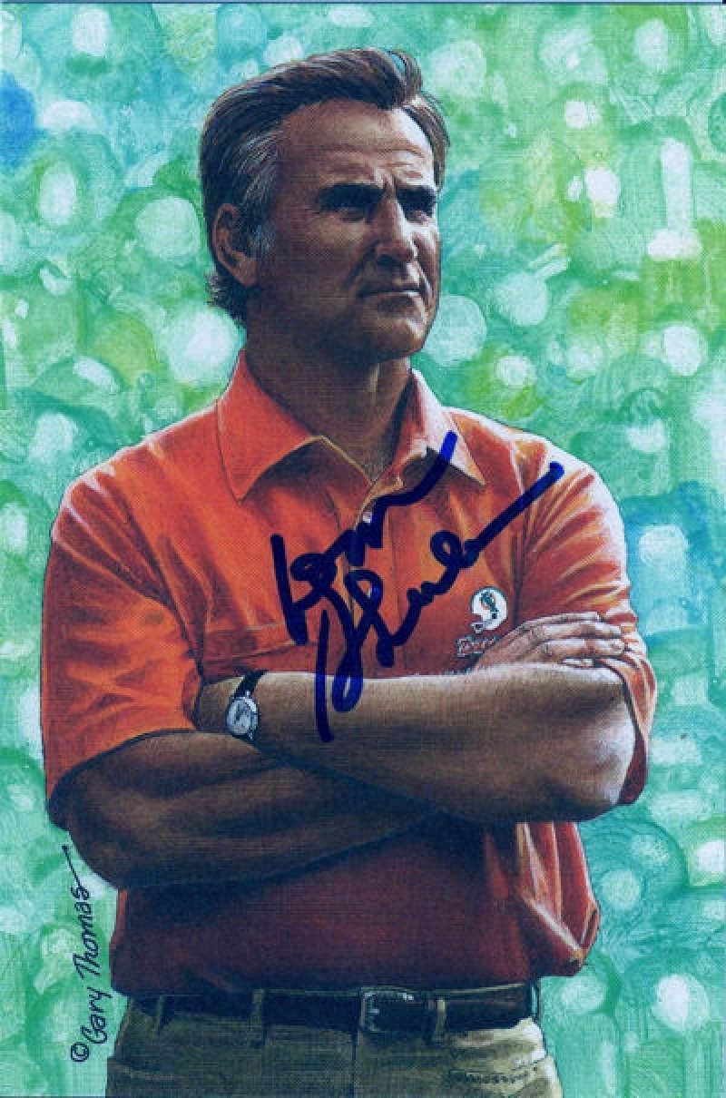 Don Shula Autographed Miami Dolphins Goal Line Art Card Blue N/O