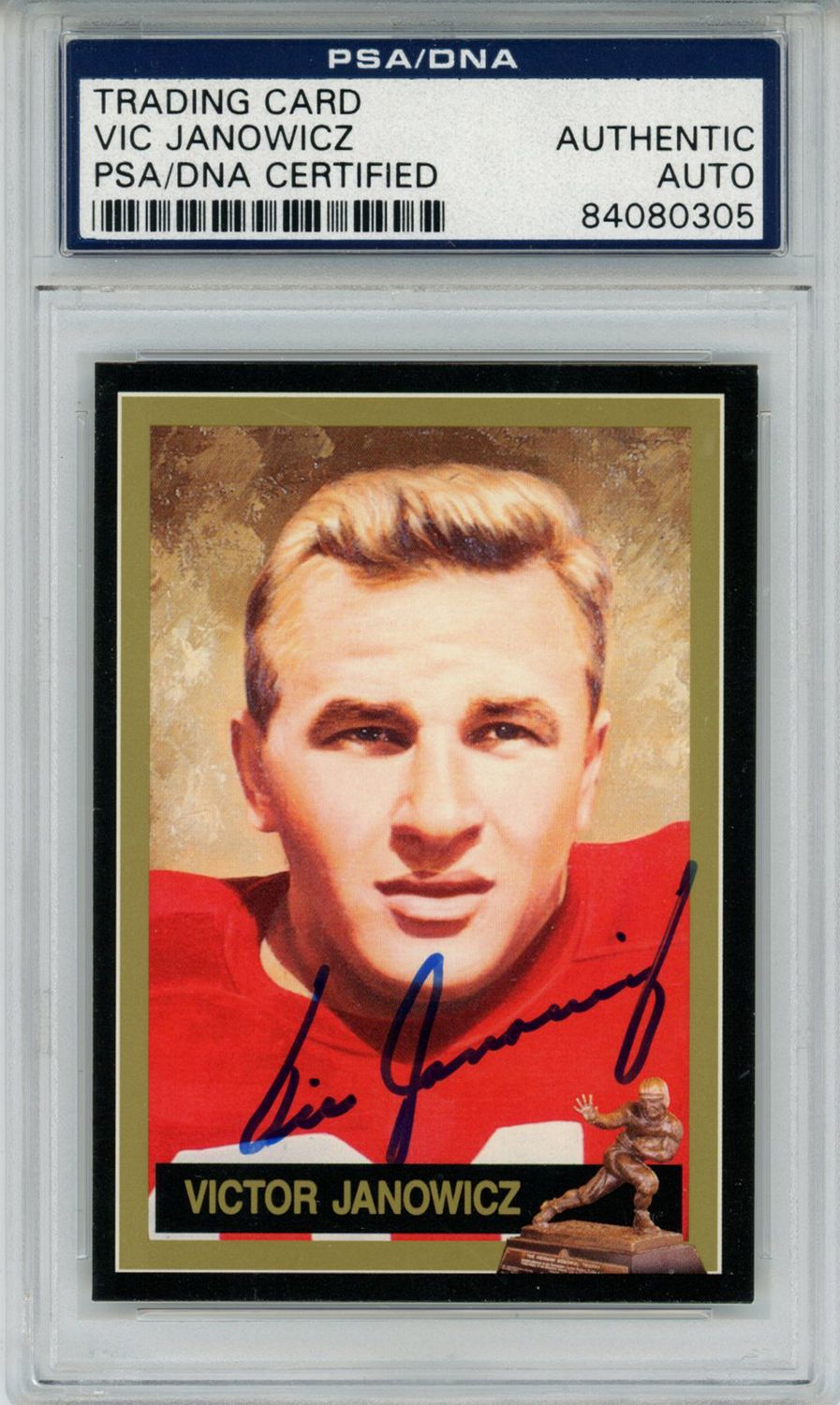 Vic Janowicz Autographed 1991 Downtown Athletic Club #16 Card PSA Slab