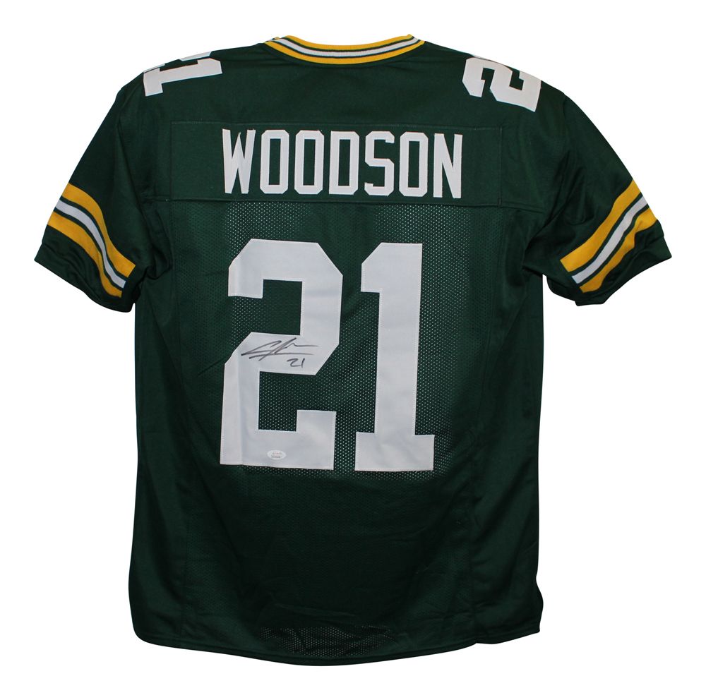 Charles Woodson Autographed/Signed Pro Style Green XL Jersey JSA