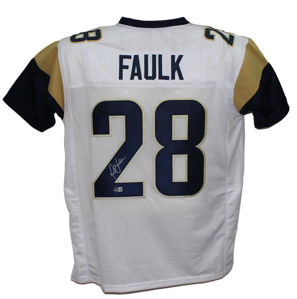 Marshall Faulk Autographed/Signed Pro Style Current Blue XL Jersey BAS