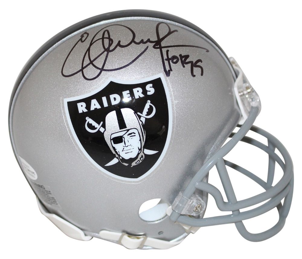 Eric Dickerson Autographed/Signed Oakland Raiders Mini Helmet HOF BAS