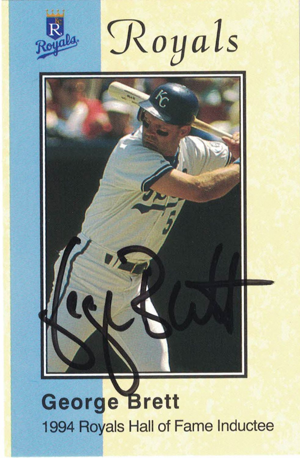 George Brett Signed Kansas City Royals 1994 Police/Insurance Trading Card BAS