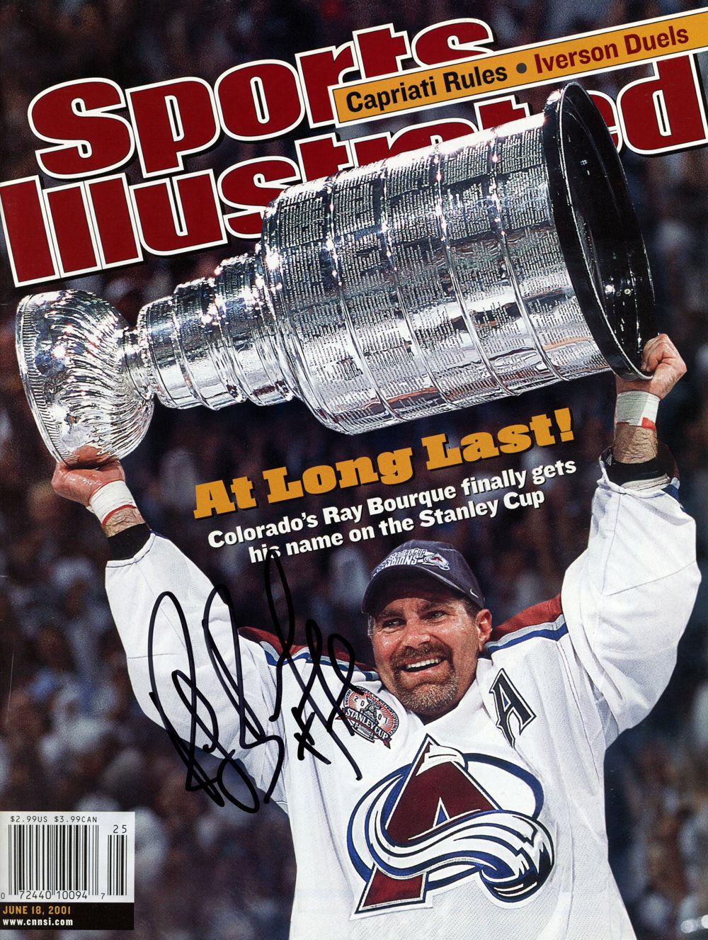 Ray Bourque Autographed 6/18/2001 Sports Illustrated Magazine Beckett