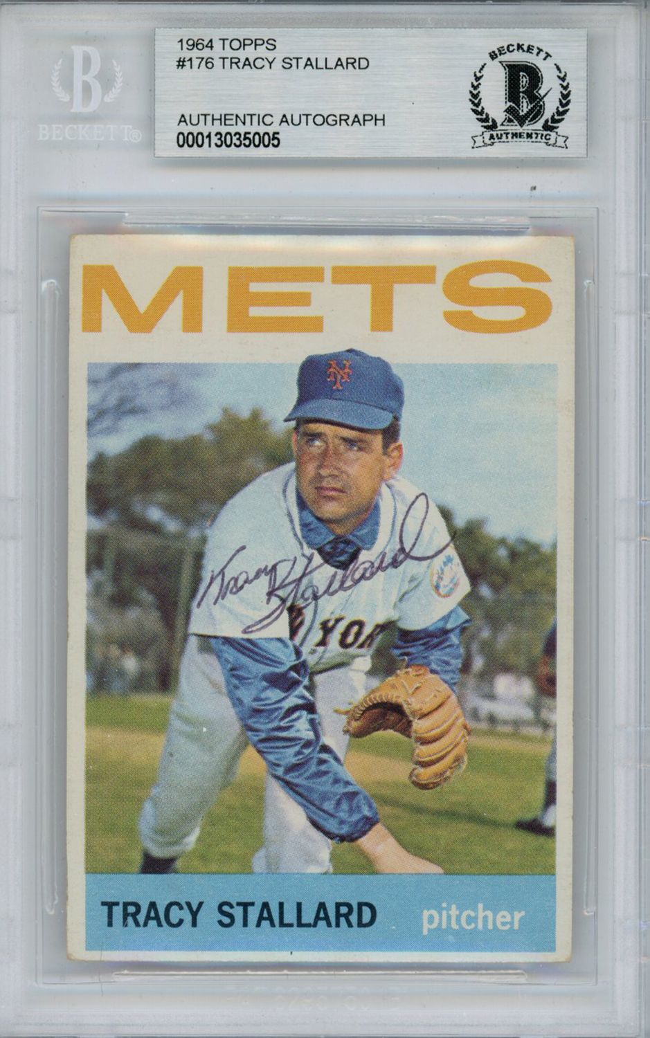 Tracy Stallard Autographed 1964 Topps #176 Trading Card Beckett Slab