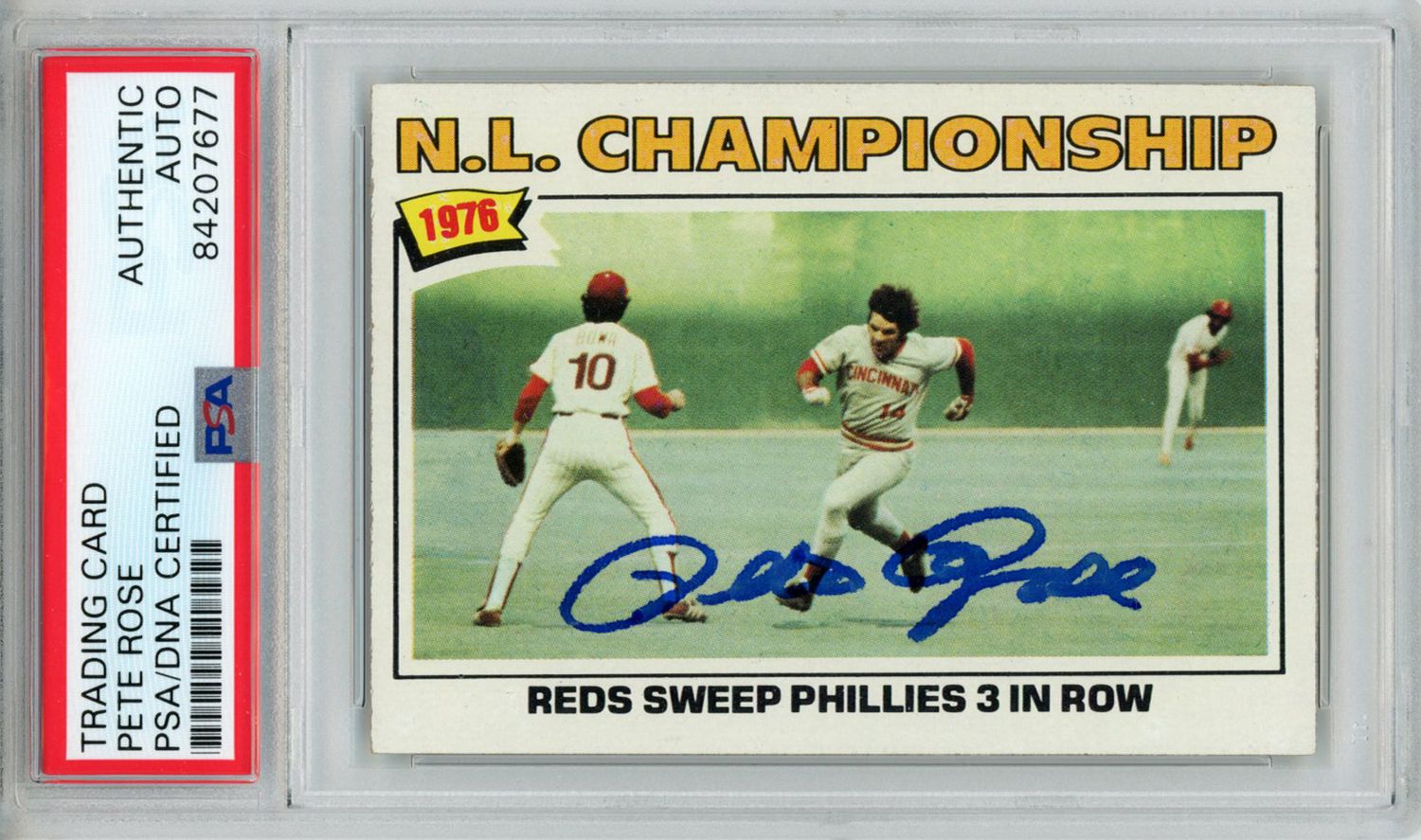 Pete Rose Autographed/Signed 1977 Topps #277 Trading Card PSA Slab