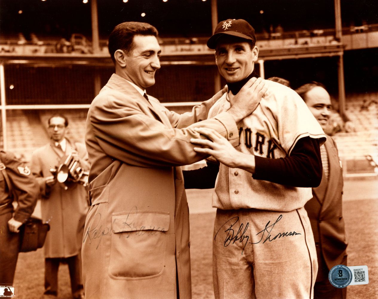 Bobby Thomson &amp; Ralph Branca Autographed 8x10 Photo As Is Beckett 45133