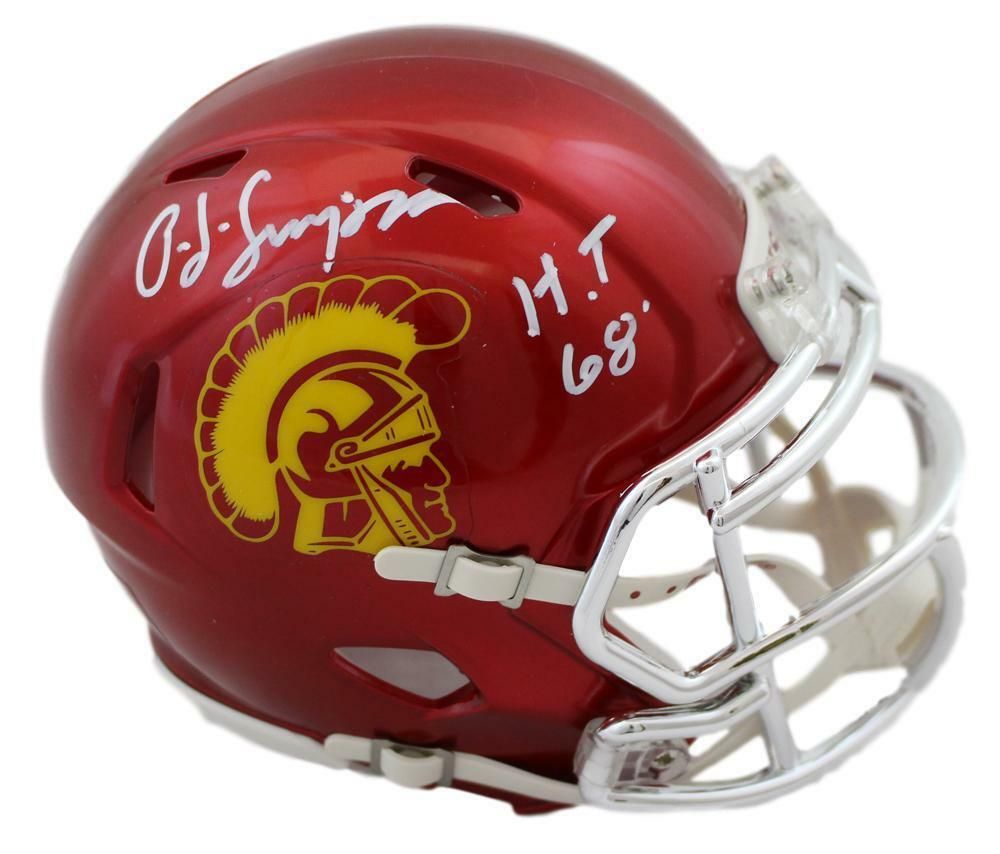 OJ Simpson Autographed USC Trojans Speed Chrome Mini Helmet Heisman JSA