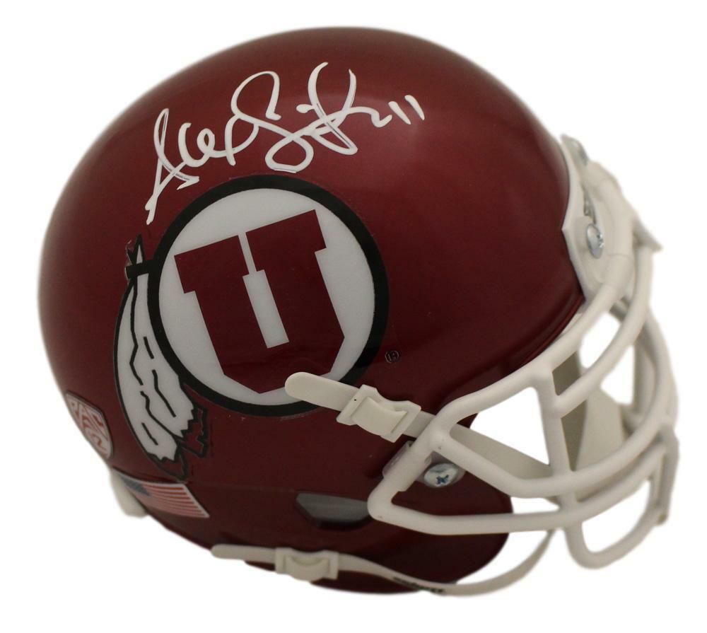 Alex Smith Autographed Utah Utes Red Mini Helmet BAS