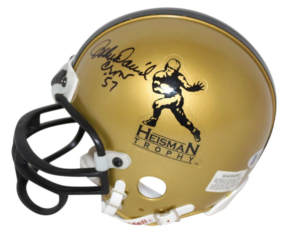 John David Crow Autographed Heisman Trophy Replica Mini Helmet BAS
