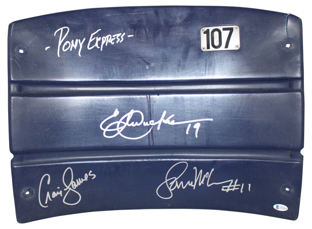 Pony Express Autographed SMU Mustangs Seatback Dickerson Mcilhenny BAS
