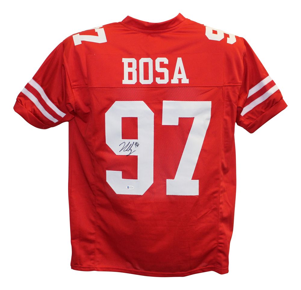 Nick Bosa Autographed/Signed Pro Style Red XL Jersey BAS
