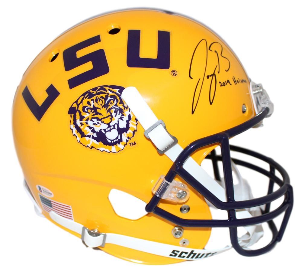 Joe Burrow Autographed LSU Tigers Yellow Replica Helmet Heisman BAS