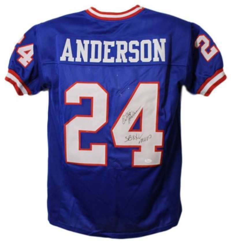 Ottis Anderson Autographed New York Giants Size XL Blue Jersey SB XXV MVP JSA