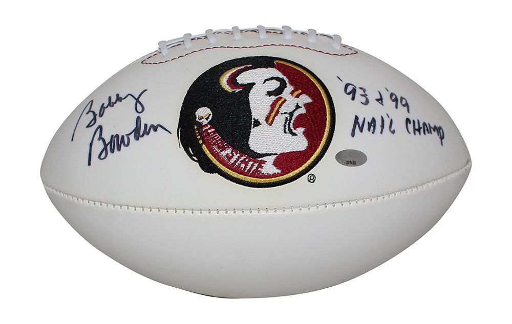Bobby Bowden Signed Florida State Seminoles Logo Football Champs JSA