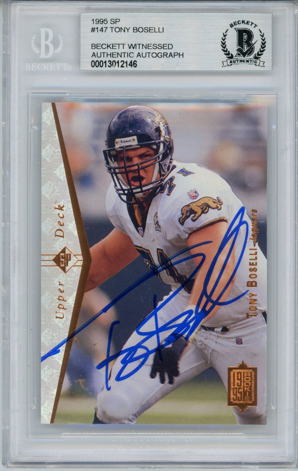 Tony Boselli Autographed/Signed 1995 Upper Deck SP Rookie Card BAS Slab