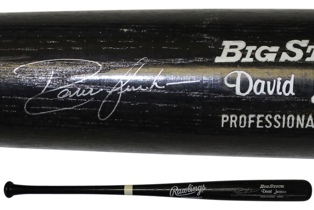 David Justice Autographed/Signed Atlanta Braves Black Big Stick Bat JSA
