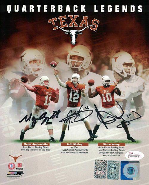 Texas Quarterback Legends Autographed 8x10 Photo JSA