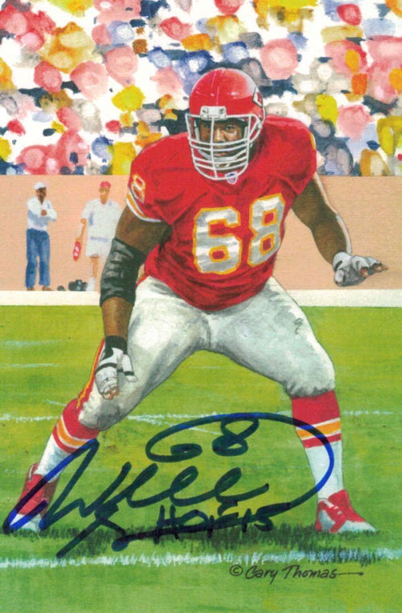 Will Shields Autographed Kansas City Chiefs Goal Line Art Card (Blue) HOF