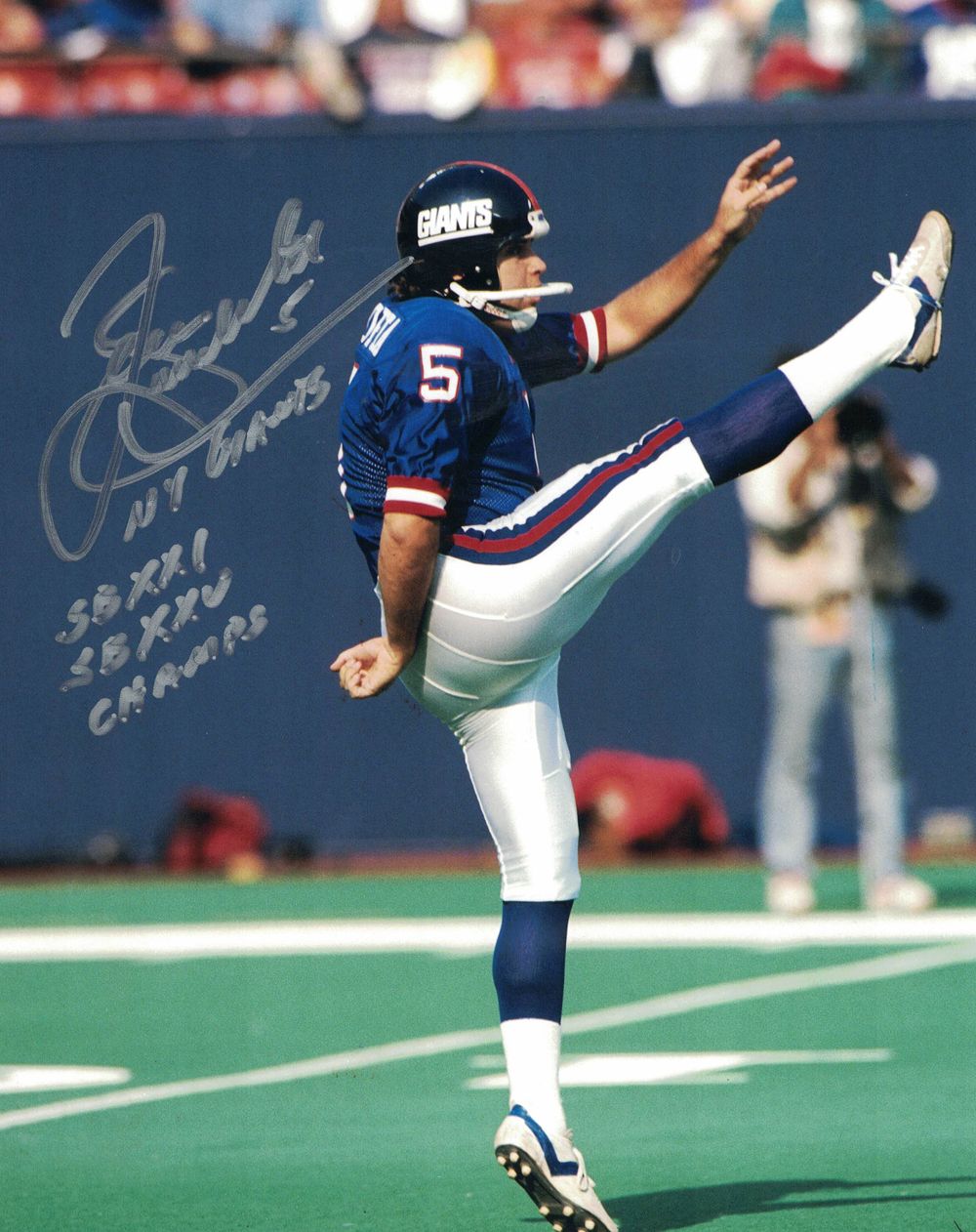 Sean Landeta Autographed New York Giants 8x10 Photo SB XXI XXV Champs