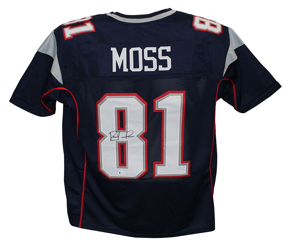 Randy Moss Autographed/Signed Pro Style Blue XL Jersey BAS