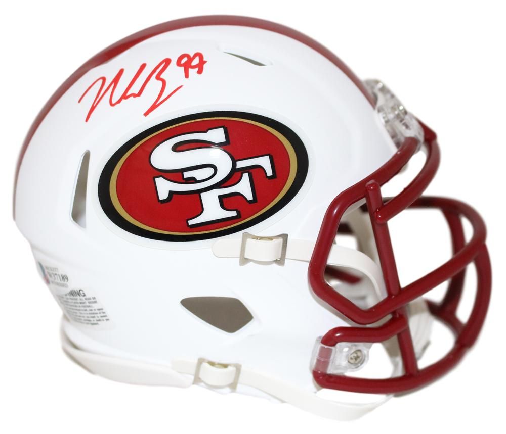 Nick Bosa Autographed San Francisco 49ers Flat White Mini Helmet BAS