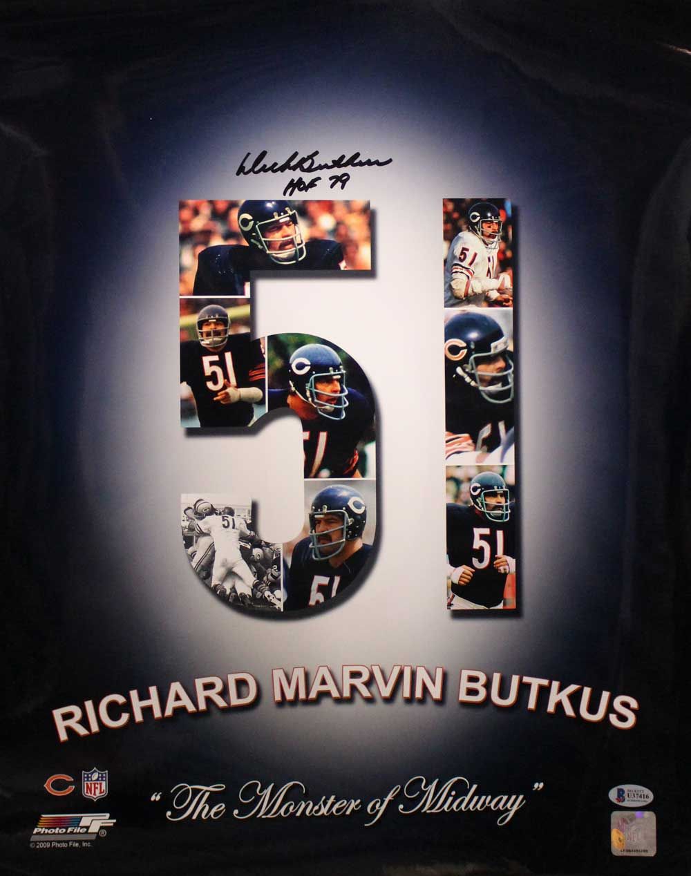 Dick Butkus Autographed/Signed Chicago Bears 16x20 Photo HOF BAS
