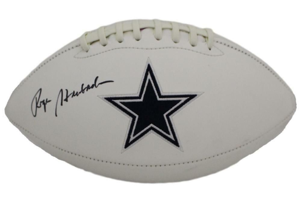 Roger Staubach Autographed Dallas Cowboys Logo Football JSA