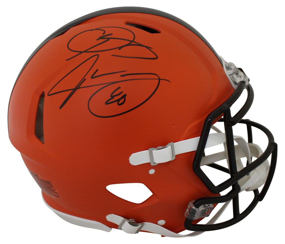 Odell Beckham &amp; Landry Signed Cleveland Browns Authentic Speed Helmet JSA