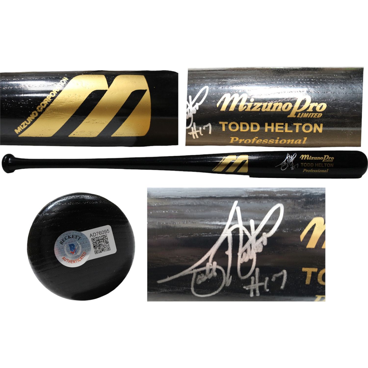 Todd Helton Autographed/Signed Mizuno Pro Black Bat Beckett 44323