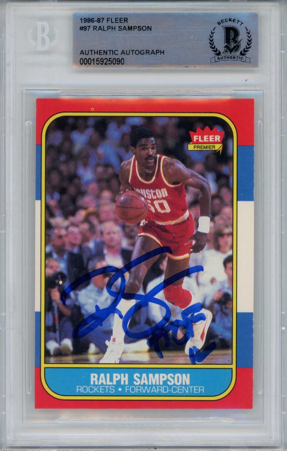 Ralph Sampson Signed 1986-87 Fleer #97 Rookie Card Beckett Slab