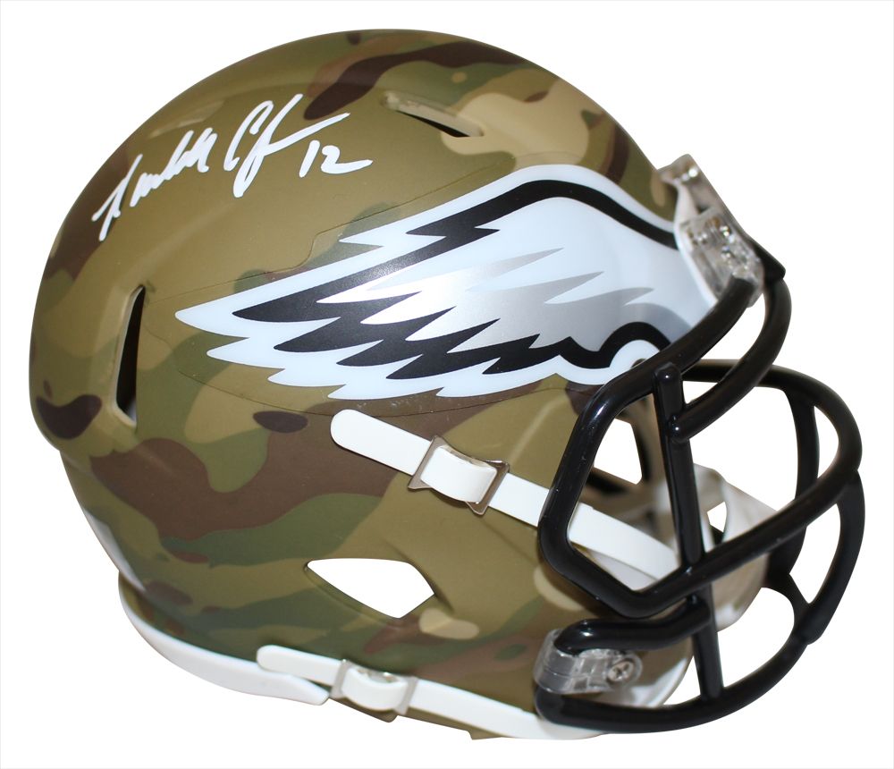Randall Cunningham Signed Philadelphia Eagles Camo Mini Helmet BAS