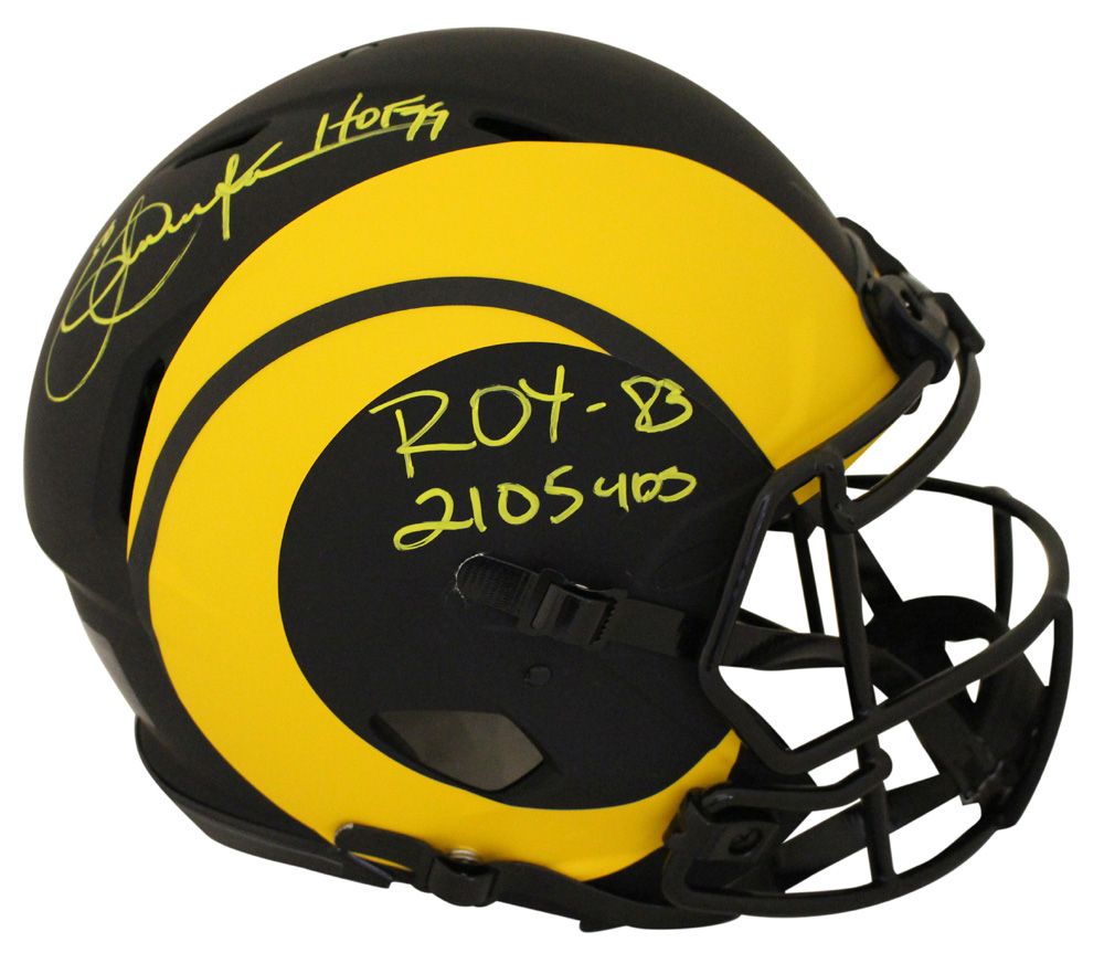 Eric Dickerson Signed Los Angeles Rams Authentic Eclipse Helmet 3 Insc BAS