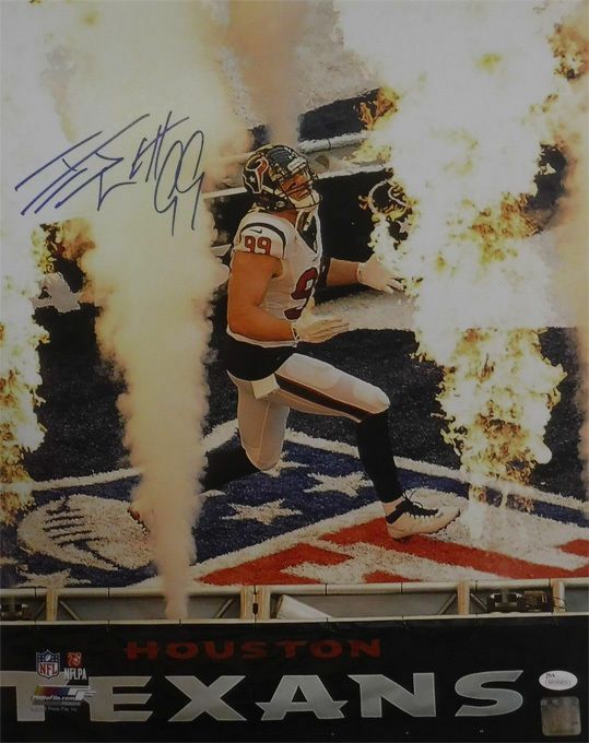 JJ Watt Autographed Houston Texans 16x20 Photo (Fire) JSA