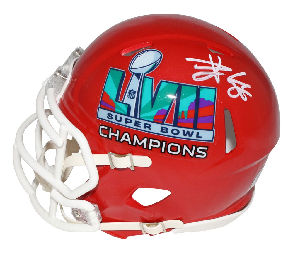 Tavis Kelce Autographed Kansas City Chiefs SB 57 Champs Mini BAS