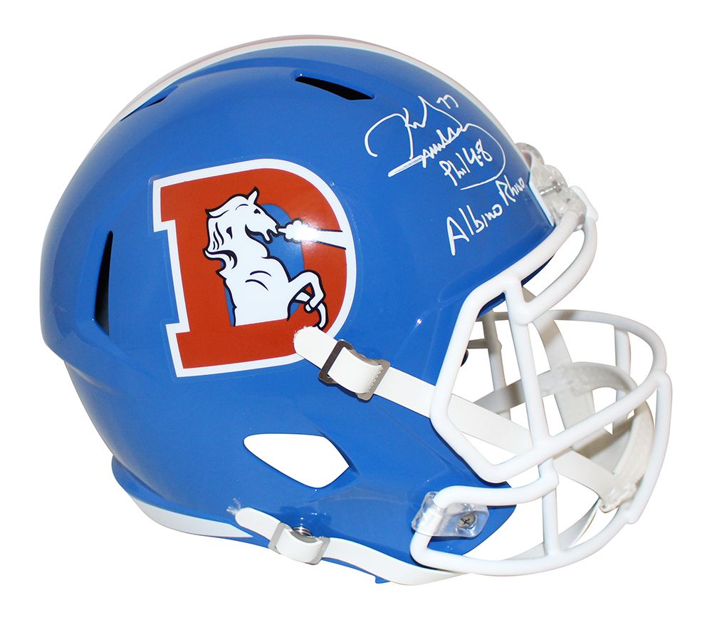 Karl Mecklenburg Signed Denver Broncos F/S Speed D-Logo Helmet Rhino BAS