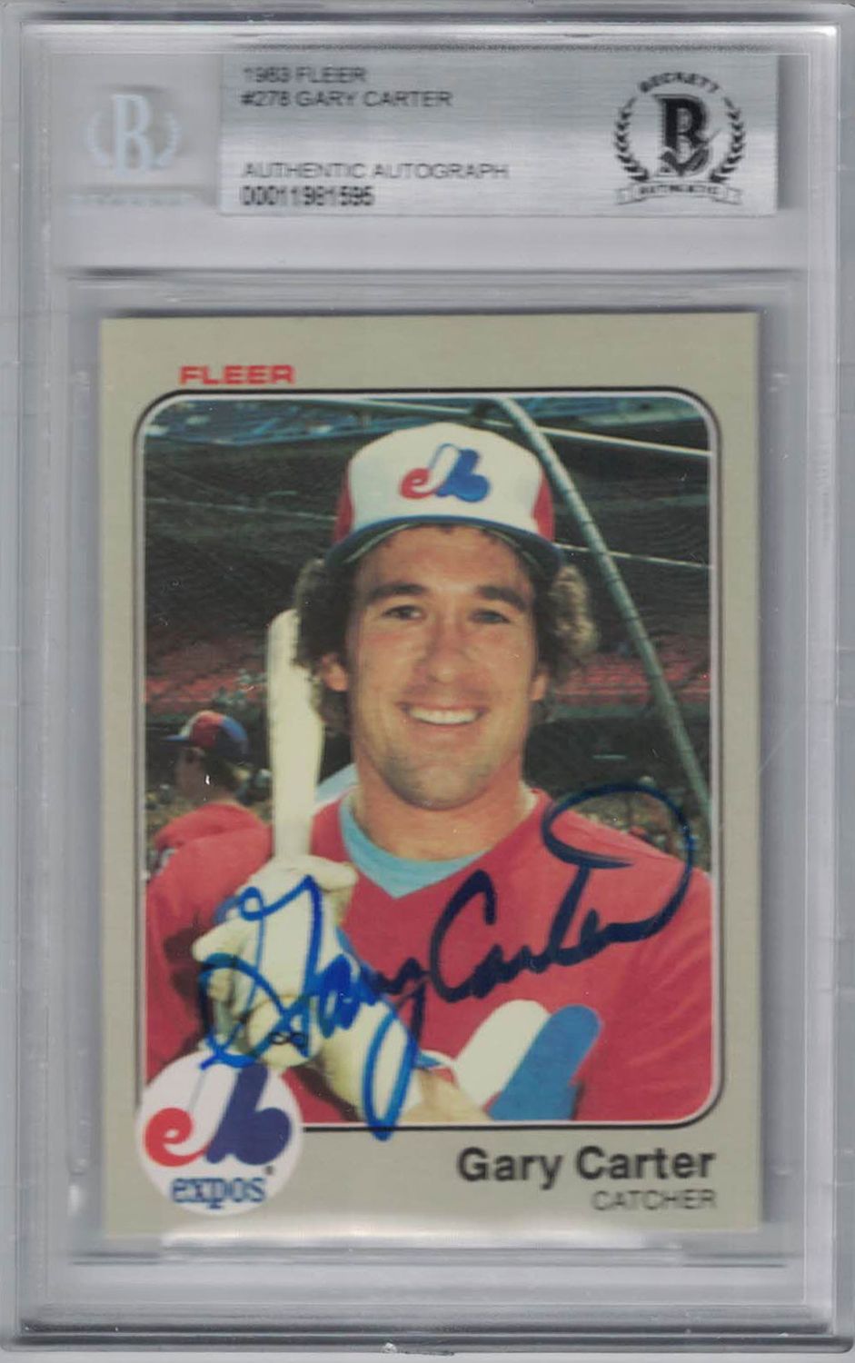 Gary Carter Autographed Montreal Expos 1983 Fleer #278 Trading Card BAS