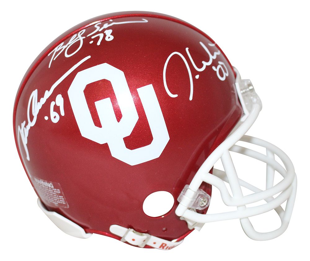 Oklahoma Sooners Signed Mini Helmet Owens Sims &amp; White Heisman BAS