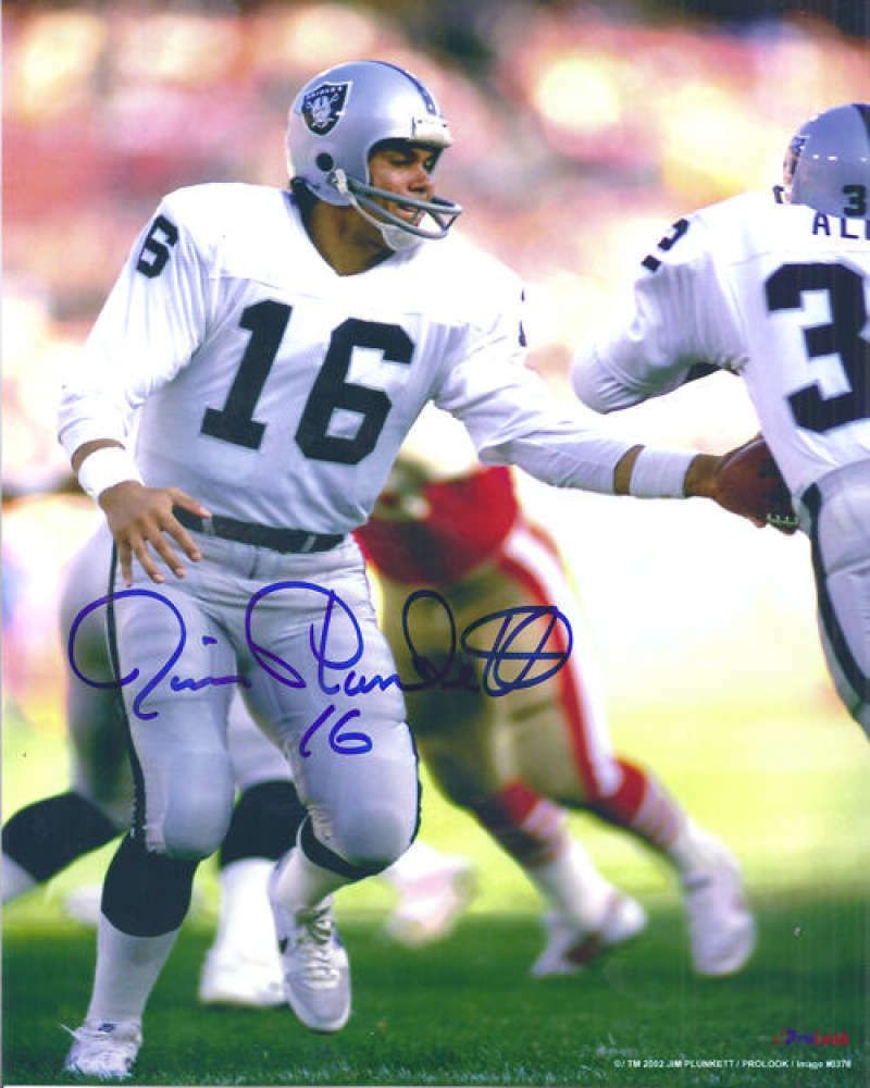 Jim Plunkett Autographed Oakland Raiders 8x10 Photo (White Uniform)