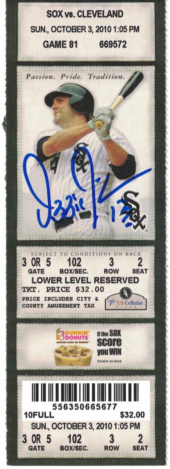 Ozzie Guillen Autographed Chicago White Sox 600 Win Ticket 10/3/2010 JSA