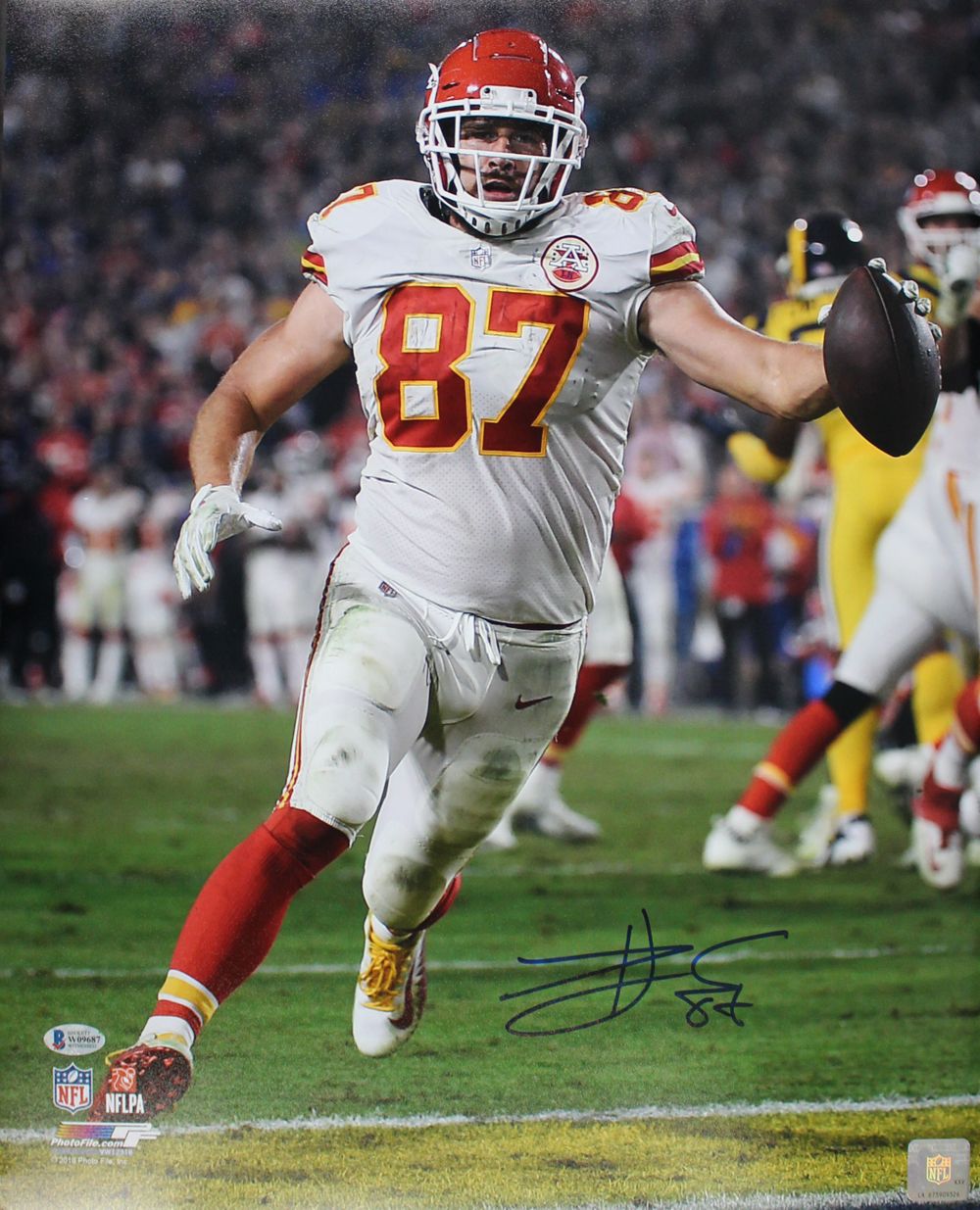 Travis Kelce Autographed/Signed Kansas City Chiefs 16x20 Photo BAS PF