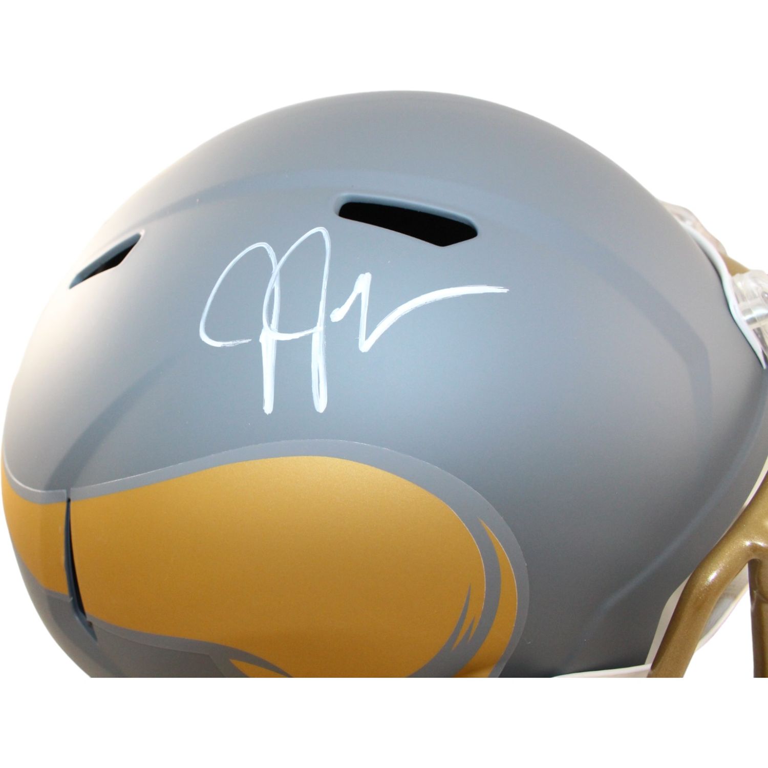 Justin Jefferson Signed Minnesota Vikings F/S Slate Helmet Beckett 44566