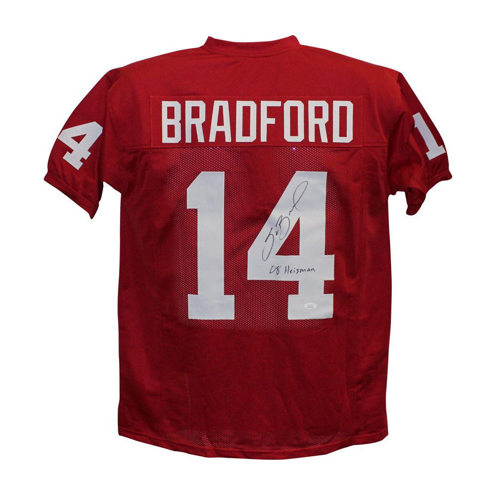 Sam Bradford Autographed/Signed College Style Red XL Jersey Heisman JSA