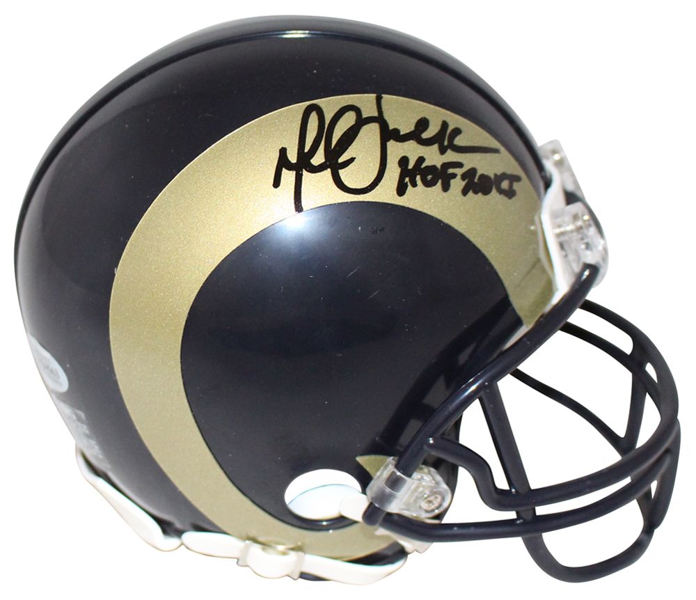 Marshall Faulk Autographed/Signed St Louis Rams Mini Helmet HOF BAS