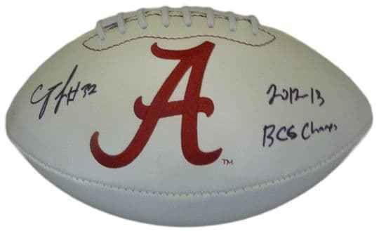 CJ Mosley Autographed Alabama Crimson Tide White Logo Football BCS Champs JSA