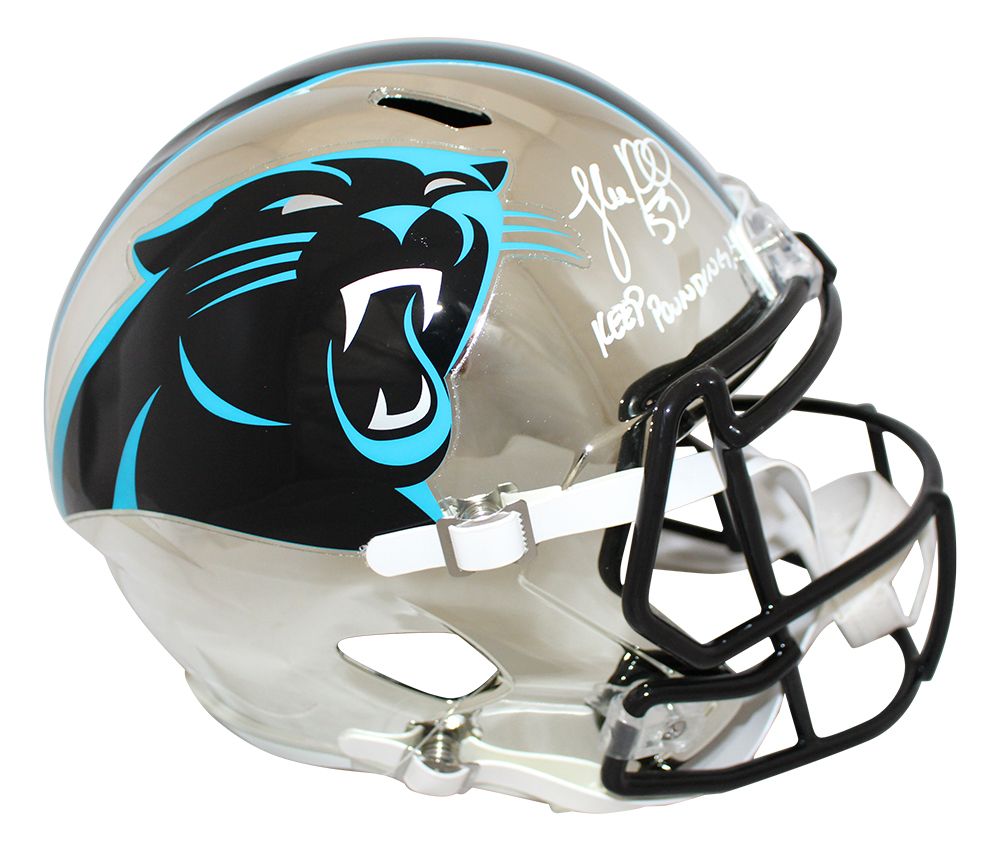 Luke Kuechly Signed Carolina Panthers Chrome Replica Helmet Pounding JSA