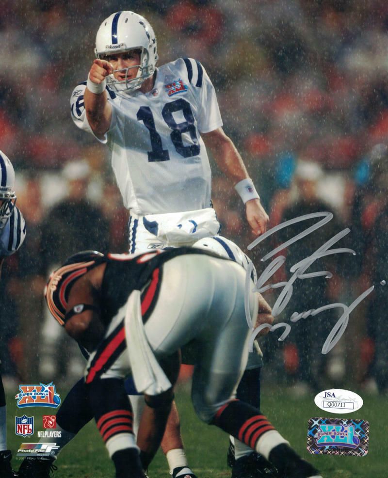 Peyton Manning Autographed Indianapolis Colts 8x10 Photo (Vertical Rain) JSA